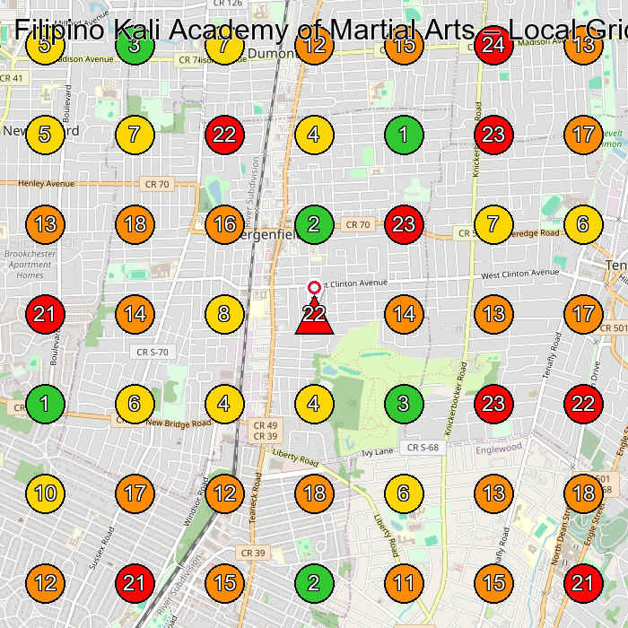 Filipino Kali Academy of Martial Arts Martial Arts School GeoGrid ranking map for Bergenfield NJ